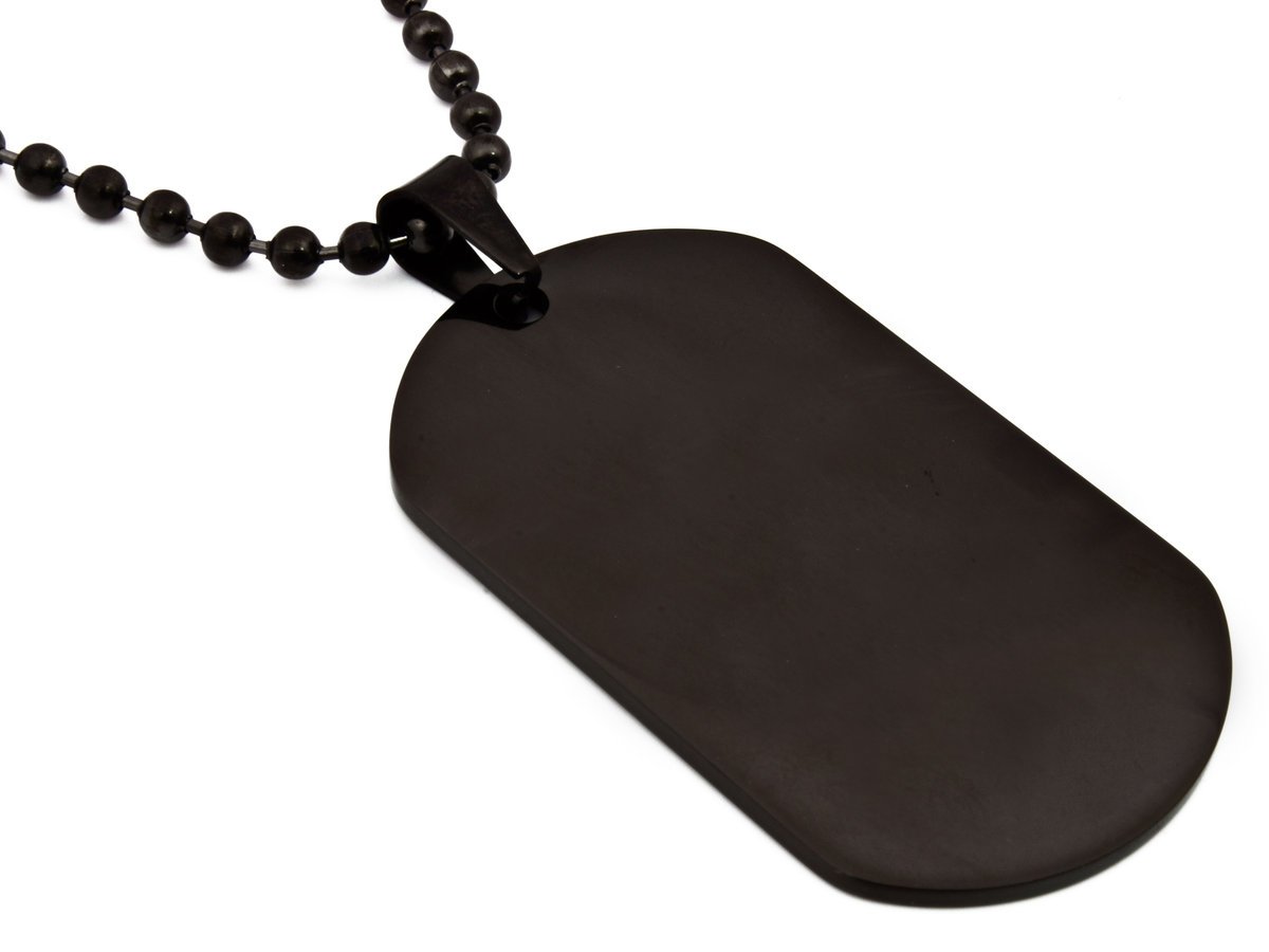 Czarny nieśmiertelnik z łańcuszkiem + TWÓJ GRAWER