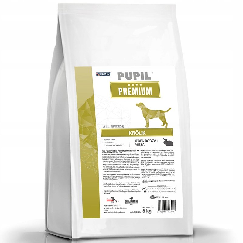 PUPIL Premium All Breeds Królik - sucha karma dla psa - 8kg