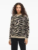 Swetry damskie - Vila Sweter "Vifema" w kolorze beżowo-czarnym - miniaturka - grafika 1