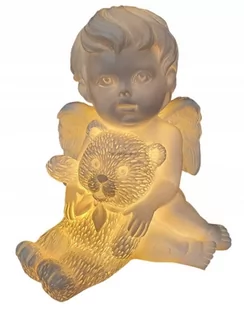 Aniołek siedzący z misiem LED 15 cm - Figurki dekoracyjne - miniaturka - grafika 1
