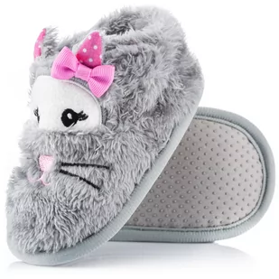 Szare buciki, kapcie myszki łapcie na rzep - Kapcie damskie - miniaturka - grafika 1