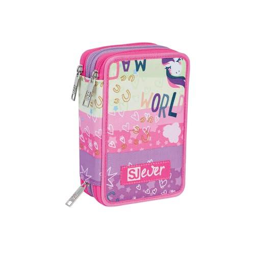 SJ Gang Pudełko szkolne 3 Zip - RAYLY GIRL, Różowy - Pudełko 3 Przedziały Dziewczynki, Uchwyt Szkolny Akcesoria Długopisy, Ołówki i Kolory, Akcesoria Szkolne Plecak, Różowy, Taglia Unica, skrzynka