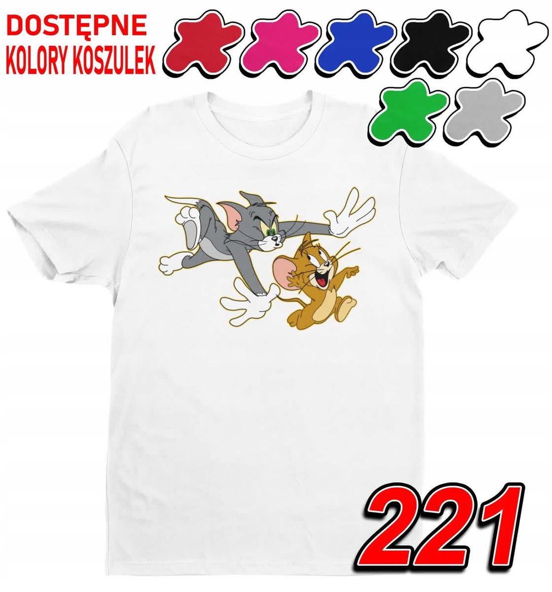 Dziecięca Koszulka T-Shirt Z Nadrukiem Rom Jerry Kot Myszka - L 146-152