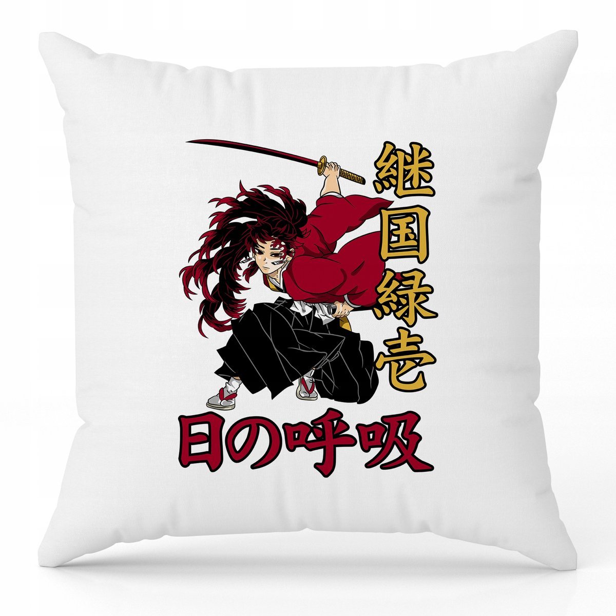 Poduszka Biała Ozdobna 40cm x 40cm DEMON SLAYER BOY Film Anime Prezent Wz
