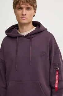 Alpha Industries bluza Essentials RL męska kolor fioletowy z kapturem gładka 146335 - Bluzy męskie - miniaturka - grafika 1