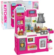 Zabawki AGD - LeanToys Kuchnia Dla Dzieci Obieg wody, zmiana koloru żywności, para różowa 64 el. - miniaturka - grafika 1
