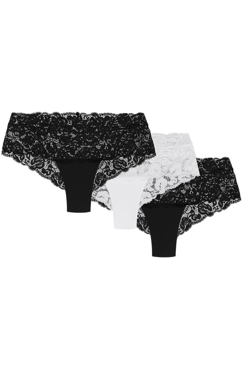 Wol-Bar Nova 3-pak czarny-czarny-biały XL Majtki szorty