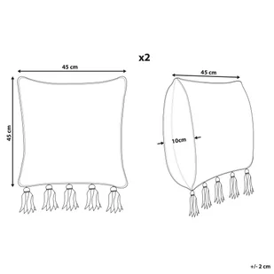 2 Bawełniane Poduszki Dekoracyjne Z Frędzlami Geometryczny Wzór 45 X 45 Cm Beżowo-czarne Sambucus - Poduszki dekoracyjne - miniaturka - grafika 8