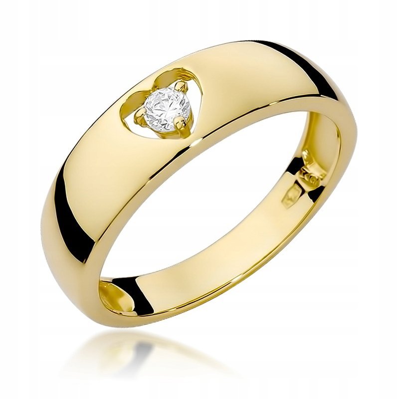 Pierścionek złoty 585 BRYLANT 0,10ct serce