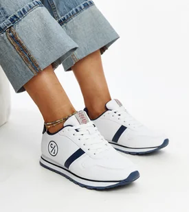 Biało-granatowe sneakersy damskie CROSS JEANS-37 - Sneakersy damskie - miniaturka - grafika 1