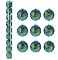 Bombki - BOMBKI CHOINKOWE PLASTIKOWE ZIELONE BROKATOWE Z EFEKTEM KAMELEONA 60 MM ZESTAW 9 SZT BOMBKI I OZDOBY CHOINKOWE - miniaturka - grafika 1