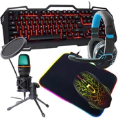 Zestawy myszka + klawiatura - Klawiatura gamingowa podświetlana BLOW STEEL mata mysz słuchawki mikrofon dla graczy - miniaturka - grafika 1