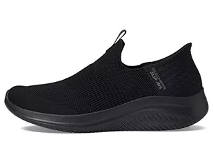 Skechers Damskie kapcie Ultra Flex 3.0, czarne dzianiny/wykończenie, rozmiar 7, Czarne dzianinowe wykończenie, 40 EU - Kapcie damskie - miniaturka - grafika 1