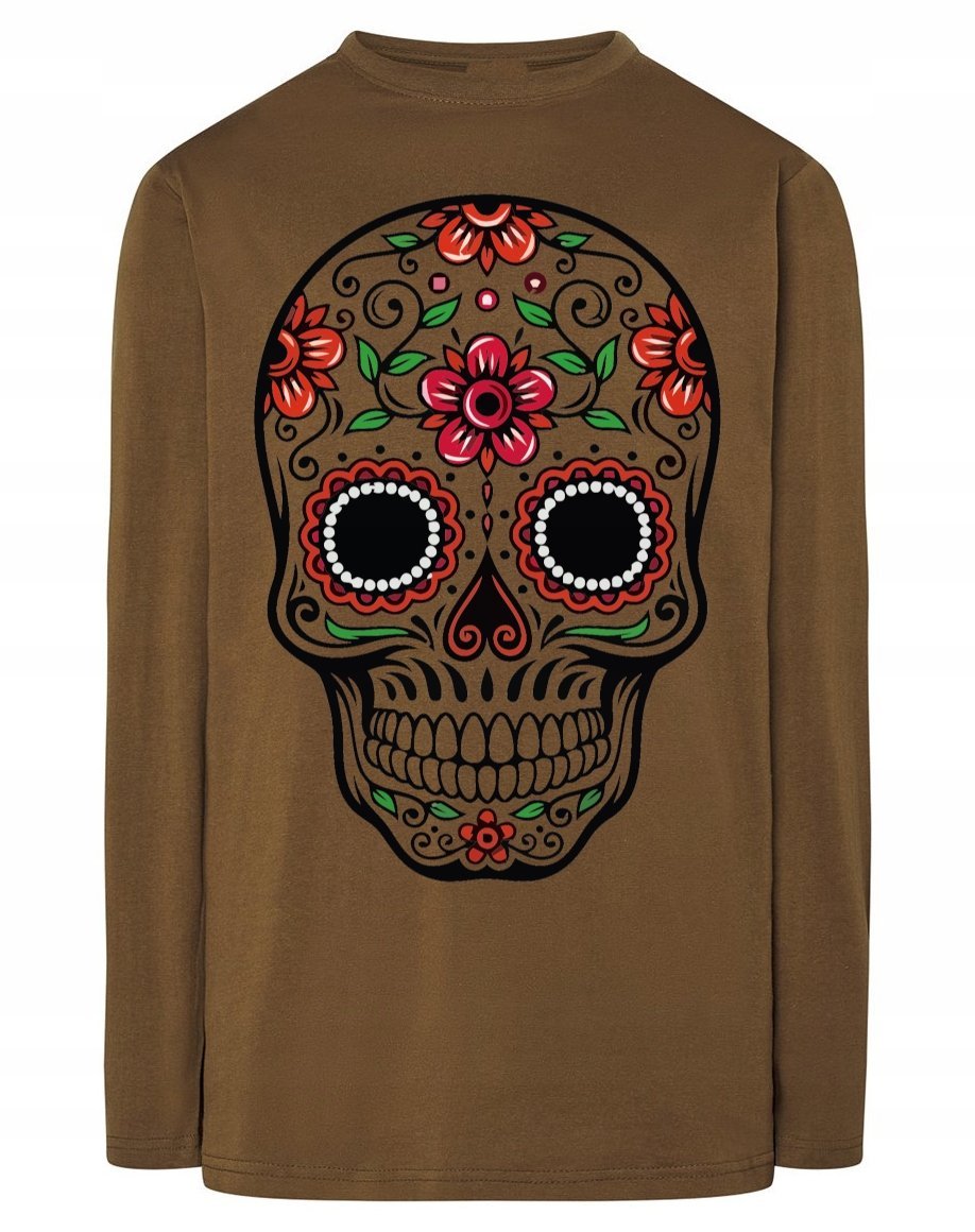 Longsleeve męski nadruk kolorowa czaszka r.M