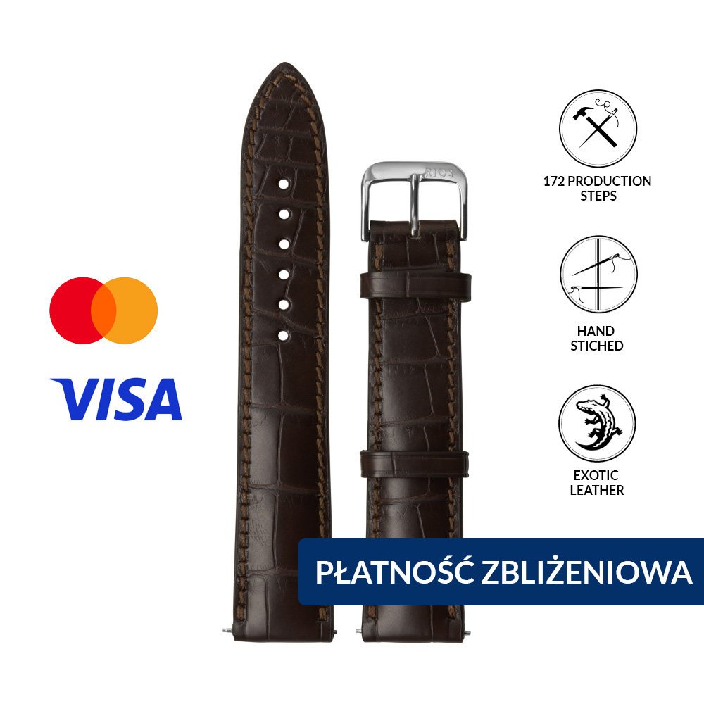 INVIS SMARTSTRAP PRESIDENT mokka 20 mm – pasek do zegarka z NFC i płatnościami zbliżeniowymi skóra egzotyczna certyfikat Mastercard i Visa 114..