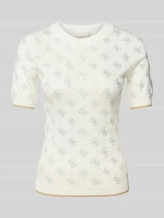 T-shirt z prążkowanymi wykończeniami model ‘ROSIE’ - Swetry damskie - miniaturka - grafika 1