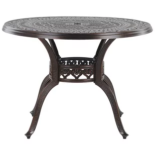 Beliani Stół ogrodowy metalowy 102 cm brązowy SALENTO - Stoły ogrodowe - miniaturka - grafika 1