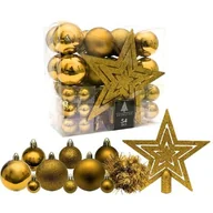 Bombki - CHRISTMAS DECORATION, BOMBKA DEKORACYJNA PLASTIKOWA BEZPIECZNA CZUBEK 54 ELEMENTY ZŁOTY - miniaturka - grafika 1
