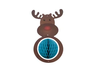 Dekoracja wisząca Renifer z rozetką - 42 cm - 1 szt. - Ozdoby bożonarodzeniowe - miniaturka - grafika 1