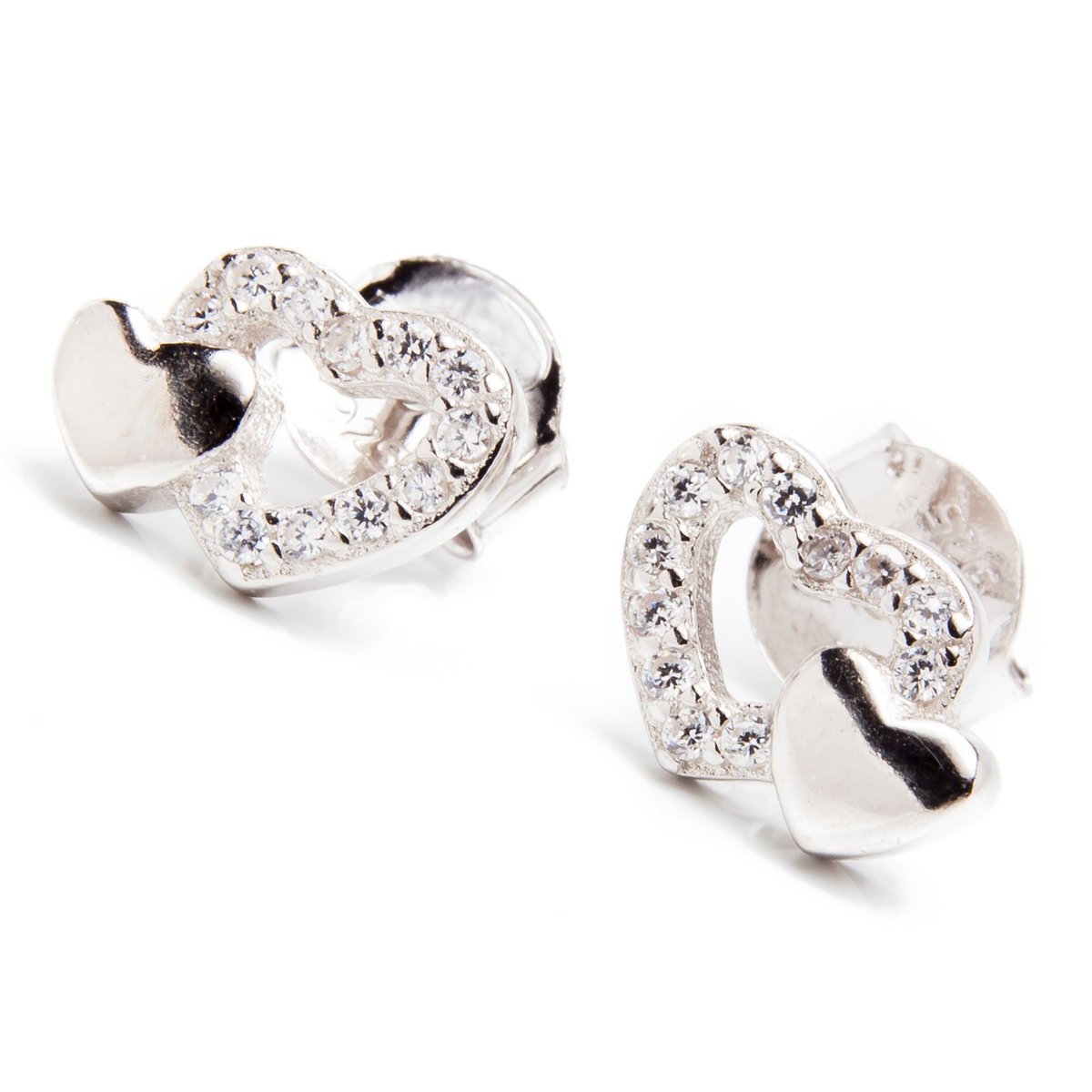 Srebrne kolczyki zakochane serca