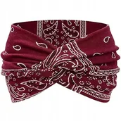 Ozdoby do włosów - OPASKA DO WŁOSÓW NA GŁOWĘ USZY SZEROKA ELASTYCZNA TURBAN WĘZEŁ SUPEŁ PIN UP BORDOWA - miniaturka - grafika 1