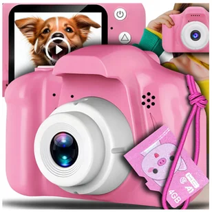 APARAT CYFROWY DLA DZIECI Dziecka Fotograficzny Kamera Różowy + KARTA 4GB - Aparaty Cyfrowe - miniaturka - grafika 1