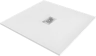 Brodziki prysznicowe - Mexen Hugo brodzik kwadratowy SMC 100 x 100 cm, biały, maskownica inox - 42101010-X - miniaturka - grafika 1