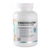 Suplementy naturalne - MyVita Kwas masłowy otoczkowany maślan sodu 360 mg 120 kapsułek vege 5903021592149 - miniaturka - grafika 1