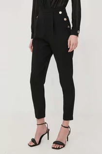 Spodnie damskie - Elisabetta Franchi spodnie damskie kolor czarny fason cygaretki high waist - grafika 1