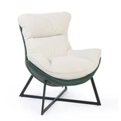 Fotele - Fotel aksamit SIESTA, zielony/biały - miniaturka - grafika 1