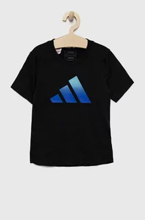 Koszulki dla chłopców - adidas t-shirt dziecięcy kolor czarny z nadrukiem - grafika 1