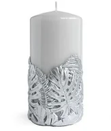 Świece - Świeca MONSTERA NEW walec średni 8x16cm parafinowa szara - miniaturka - grafika 1