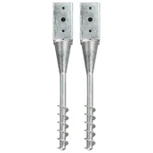 Kołki - VidaXL Kołki gruntowe, 2 szt., srebrne, 7x7x56 cm, stal galwanizowana - miniaturka - grafika 1