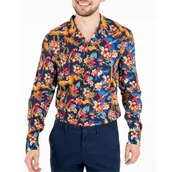 Koszule męskie - Koszula męska Guess klasyczna w kwiaty papugi granatowa-M - GUESS - miniaturka - grafika 1