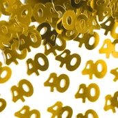 Balony i akcesoria - Konfetti foliowe w kształcie 40 złote ozdobne - miniaturka - grafika 1