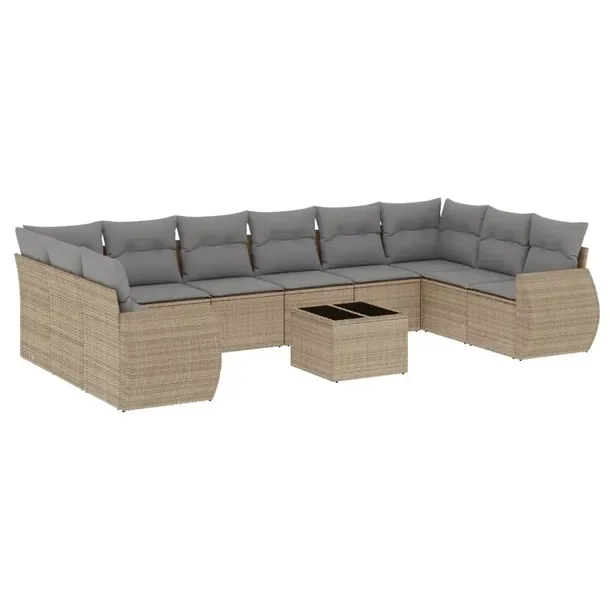 Zestaw wypoczynkowy ogrodowy beżowy, rattan PE, stół 55x55x37 cm, siedzi