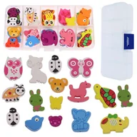 Prace ręczne dla dzieci - Zestaw Kreatywny Koralików do Rękodzieła Biżuterii / Koraliki Drewniane Drewno / Koraliki drewniane zwierzaki ~32szt / Organizer-Segregator z eleman.. - miniaturka - grafika 1