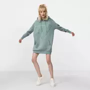 Kurtki i kamizelki sportowe damskie - Damska bluza dresowa nierozpinana z kapturem GUESS ALISA LONG HOODED - miniaturka - grafika 1