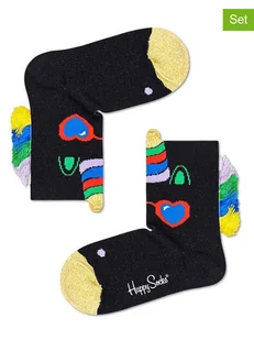 Happy Socks Skarpety (2 pary) "Unicorn" w kolorze czarnym ze wzorem - Skarpetki damskie - miniaturka - grafika 1