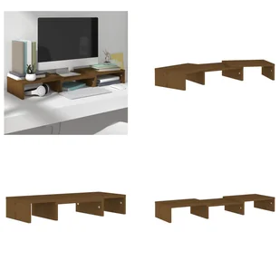 vidaXL Podstawa pod monitor miodowo-brązowa 60x24x10,5 cm z litego drewna sosnowego - Podstawa pod monitor - Blat biurka - Podwyższenie monitora - Podwyższenia monitora - Akcesoria do monitorów - miniaturka - grafika 1