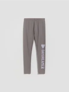 Reserved - Legginsy z napisem - ciemnoszary - Spodnie i spodenki dla dziewczynek - miniaturka - grafika 1