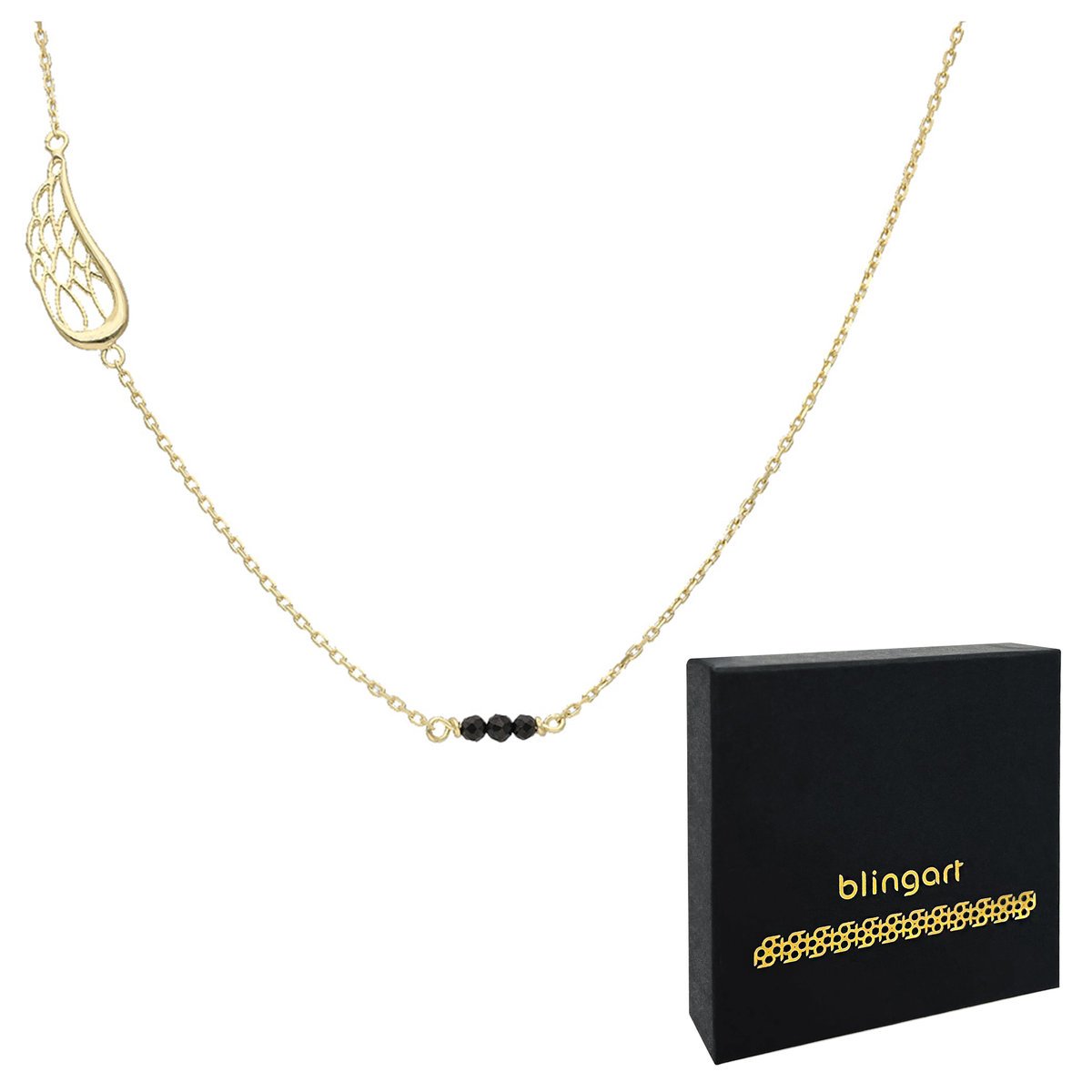 Naszyjnik srebrny damski pozłacany SKRZYDŁO spinel