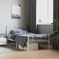 Inne meble do sypialni - Metalowa rama łóżka z wezgłowiem i zanóżkiem, biała, 80x200 cm Lumarko! - miniaturka - grafika 1