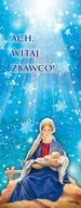 Ikony i obrazy sakralne - Baner na Boże Narodzenie, "Ach witaj Zbawco", jasno niebieski 75x200cm - miniaturka - grafika 1