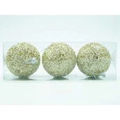 Bombki - Bombki styropianowe 8 cm złote brokat 3 szt. - miniaturka - grafika 1