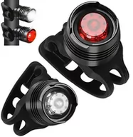 Lampki rowerowe - Zestaw LAMPEK Rowerowych LED Przednia Tylna Rotacja 360 czarne ZD114 - miniaturka - grafika 1