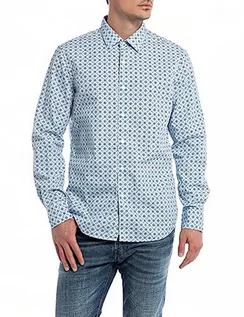 Koszule męskie - Replay koszula męska, 010 Light Blue/Blue/White, XXL - grafika 1