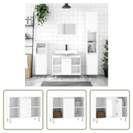 Szafki łazienkowe - The Living Store szafka łazienkowa biały wysoki połysk 80x33x60 cm materiał drewnopochodny - miniaturka - grafika 1