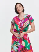 Bluzki damskie - Multikolorowa bluzka z wiązaniem u dołu - miniaturka - grafika 1