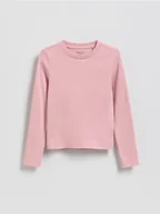 Bluzki dla dziewczynek - Reserved - Gładka koszulka - różowy - miniaturka - grafika 1